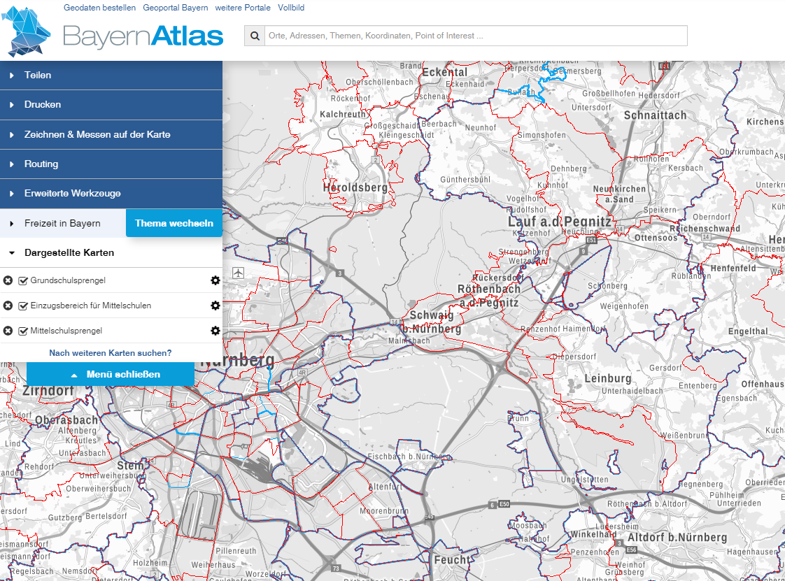 Schulsprengel Bayernatlas